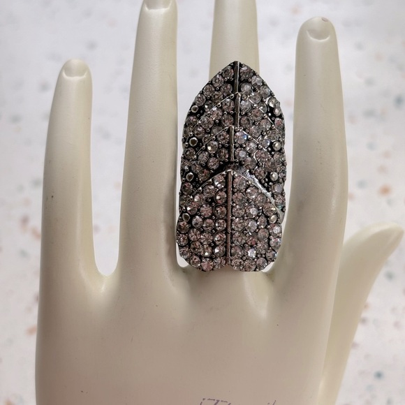 Gothic Victorian Heart Crystal Knuckle Finger‎ Ring - Picture 5 of 9